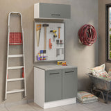 Mueble Integral Multiuso Garaje 80cm Blanco/Gris Agata