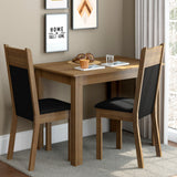 Juego de Comedor Madesa Lola Mesa Tapa de Madera con 2 Sillas Marrón/Negro/Sintético Negro