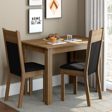 Juego de Comedor 2 Sillas Marrón/Negro/Sintético Lola Madesa