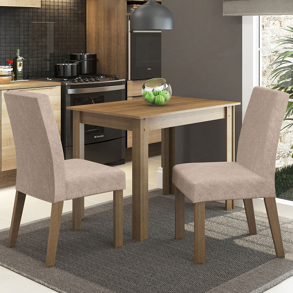 Juego de Comedor Madesa Vic Mesa con Tapa de Madera y 2 Sillas Marrón/Imperial