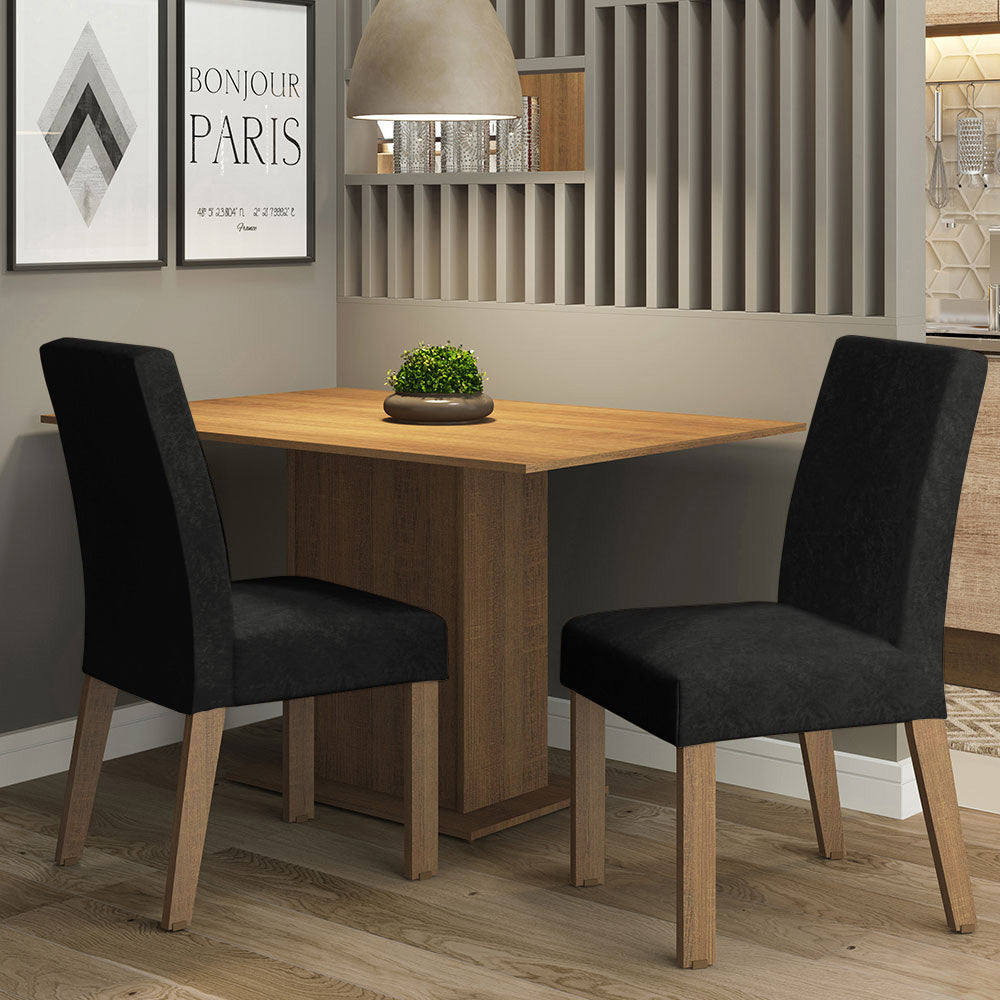 Juego de Comedor Mesa Tapa de Madera 2 Sillas Marrón/Oxford Manu Madesa