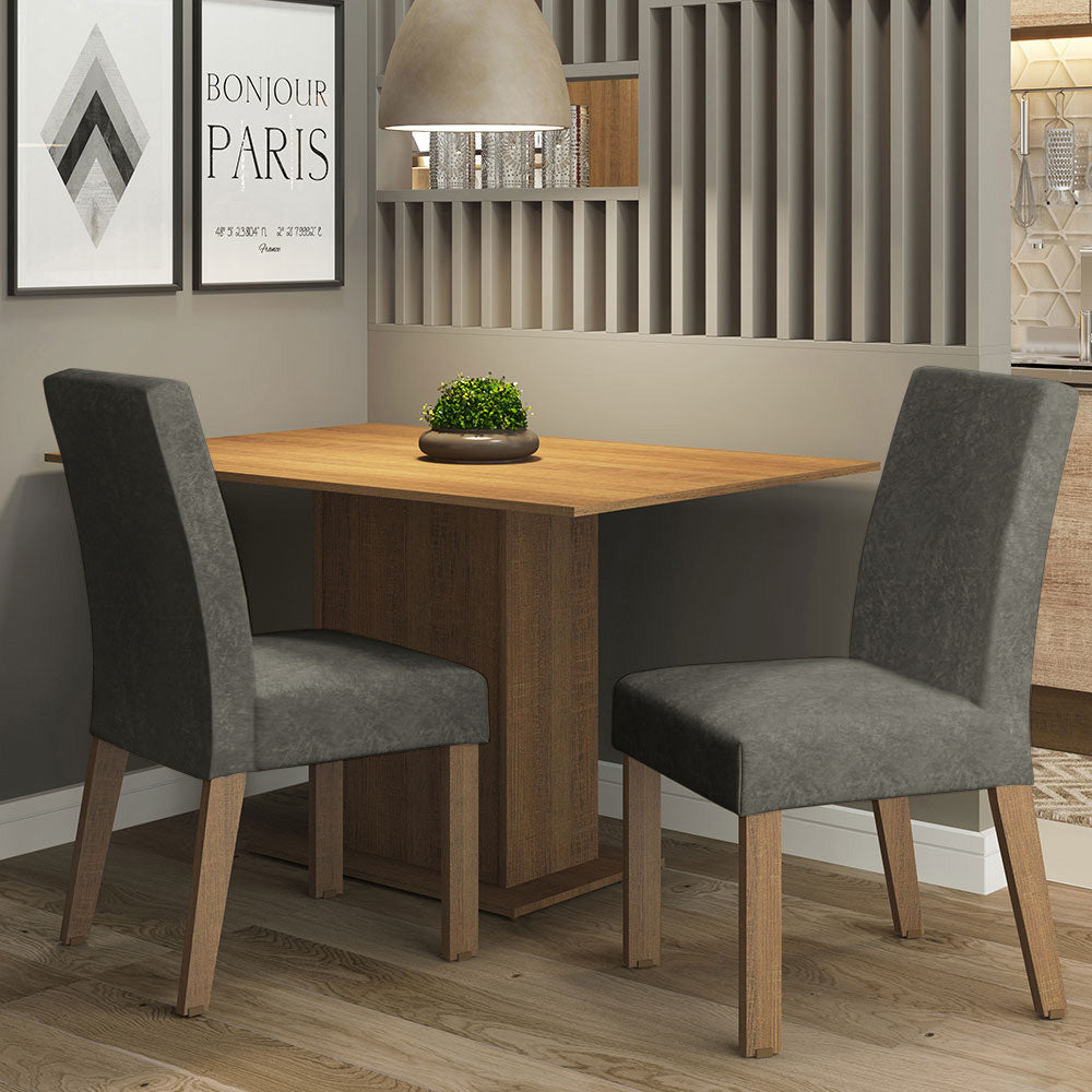 Juego de Comedor Manu con 2 Sillas Marron/Gris