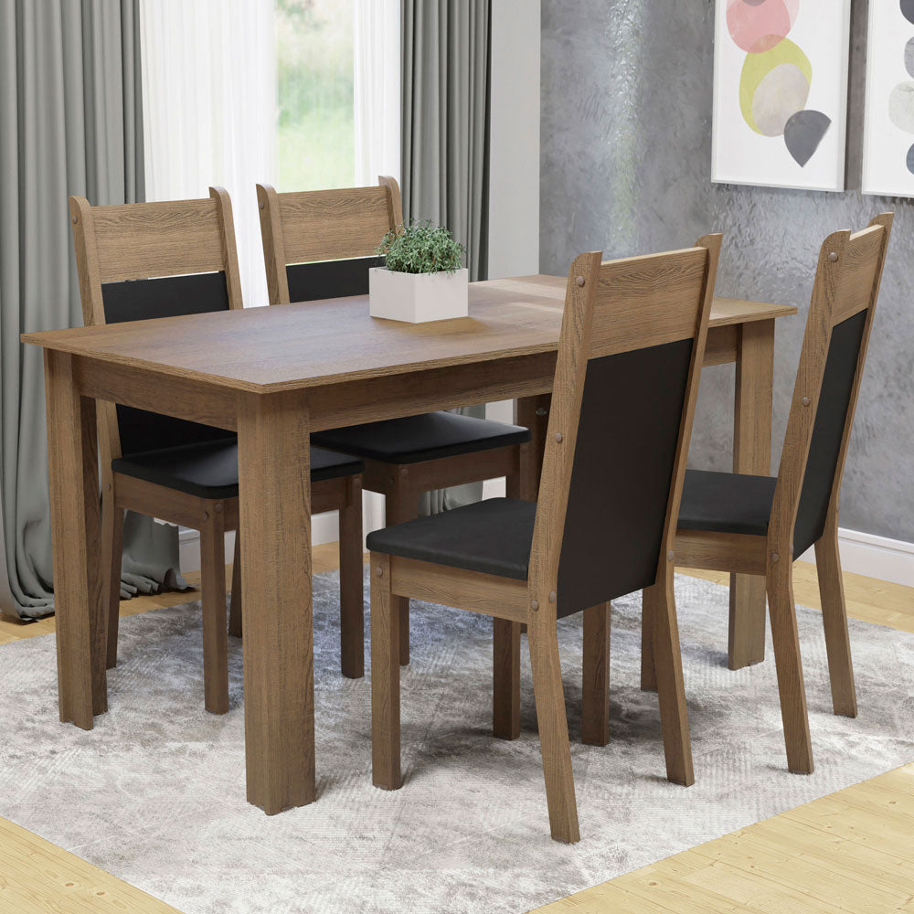 Juego de Comedor 4 Sillas Marrón/Negro Cali Madesa