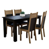 Juego de Comedor con Tapa de Madera 4 Sillas Negro/Marrón Stéfani