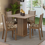 Juego de Comedor Mesa Tapa de Madera 4 Sillas Marrón/Crema/Beige Marrón Alana Madesa