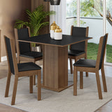 Juego de Comedor Madesa Alana Mesa Tapa de Madera con 4 Sillas Marrón/Negro