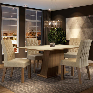 Juego de Comedor 4 Sillas Marrón/Crema/Imperial Ingrid Madesa