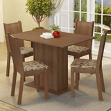 Juego de Comedor Madesa Luana Mesa Tapa de Madera con 4 Sillas Marrón/Beige Marrón