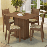 Juego de Comedor Madesa Luana Mesa Tapa de Madera con 4 Sillas Marrón/Lírio Beige