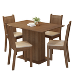 Juego de Comedor Luana Mesa Rectangular Tapa de Madera con 4 Sillas Marrón/Beige Madesa