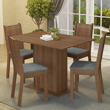 Juego de Comedor 4 Sillas Marrón/Silver Luana Madesa
