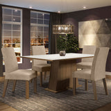 Juego de Comedor Madesa Flavia Mesa Tapa de Madera con 4 Sillas Marrón/Blanco/Imperial
