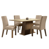 Juego de Comedor Madesa Flavia Mesa con Tapa de Madera con 4 Sillas Marrón/Crema/Imperial