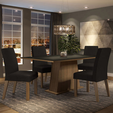 Juego de Comedor 4 Sillas Marrón/Negro/Oxford Flavia Madesa