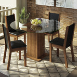 Juego de Comedor Madesa Madu Mesa Tapa de Vidrio Redondo 4 Sillas Marrón/Negro/Negro