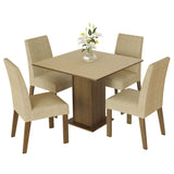 Juego de Comedor Madesa Deise Mesa con Tapa de Madera 4 Sillas Marrón/Crema/Imperial