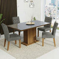 Juego de Comedor con Vidrio Sobrepuesto 4 Sillas Marrón/Gris/Silver Marilia Madesa