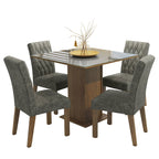 Juego de Comedor con Vidrio Sobrepuesto 4 Sillas Marrón/Gris/Silver Anaju Madesa