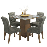 Juego de Comedor Mesa con Tapa de Vidrio 4 Sillas Marrón/Gris/Silver Anaju Madesa