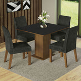 Juego de Comedor Mesa Tapa de Madera 4 Sillas Marrón/Negro/Oxford Karina Madesa