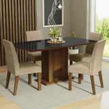 Juego de Comedor Mesa con Tapa de Vidrio 4 Sillas Marrón/Negro/Imperial Avril Madesa