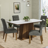 Juego de Comedor Mesa Tapa de Madera 4 Sillas Marrón/Blanco/Silver Ashley Madesa