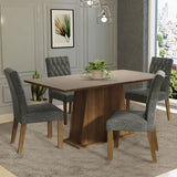 Juego de Comedor Mesa con Tapa de Madera 4 Sillas Marrón/Crema/Plata Ashley Madesa