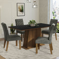 Juego de Comedor 4 Sillas Marrón/Negro/Silver Ashley Madesa