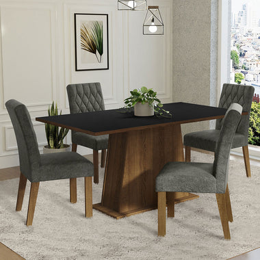 Juego de Comedor 4 Sillas Marrón/Negro/Silver Ashley Madesa