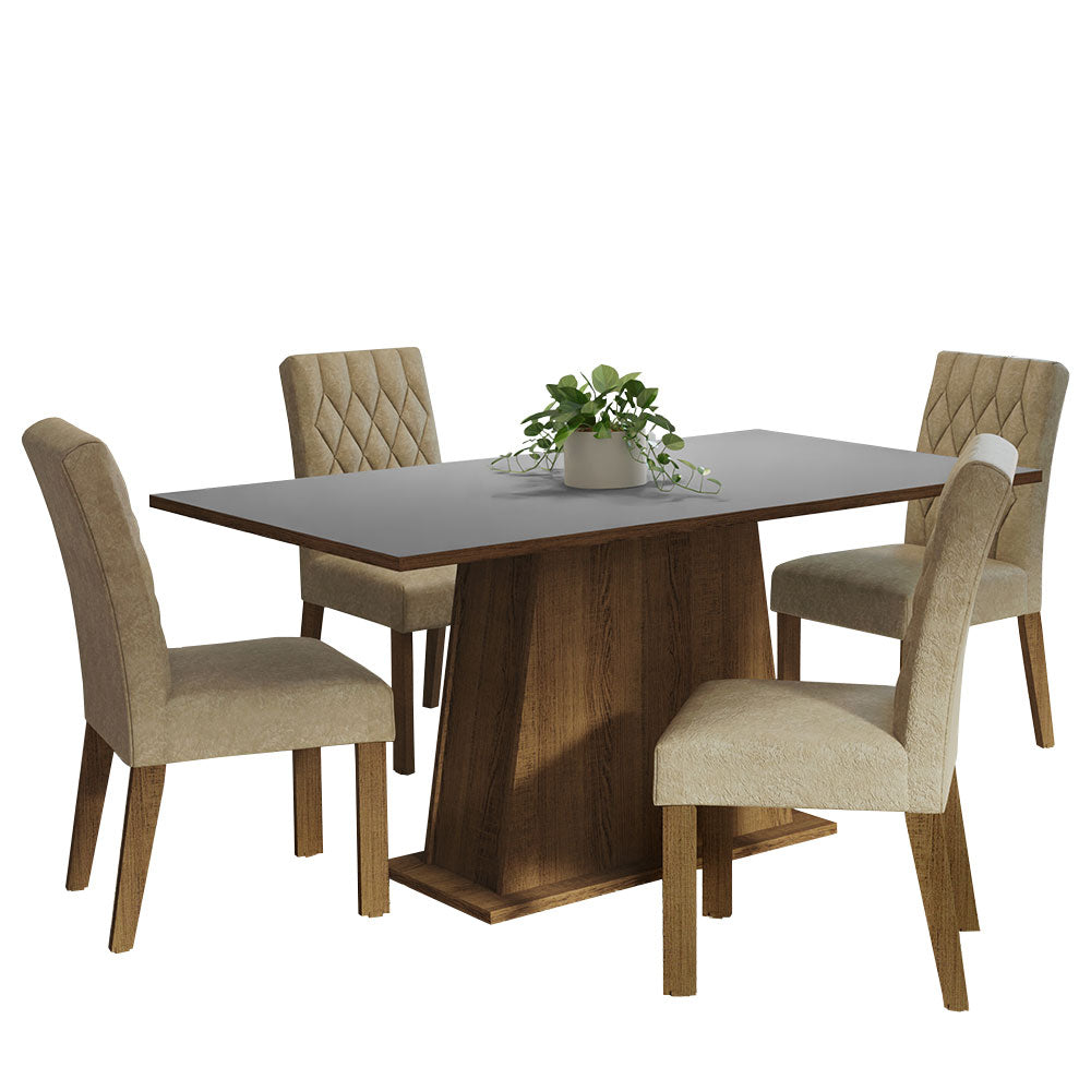 Juego de Comedor 4 Sillas Marrón/Gris Ashley Madesa