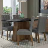 Juego de Comedor Mesa Tapa de Madera 4 Sillas Marrón/Negro/Silver Fiona Madesa