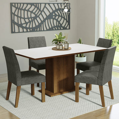 Juego de Comedor 4 Sillas Marrón/Blanco/Silver Keila Madesa