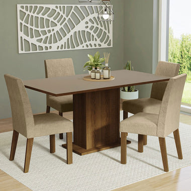 Juego de Comedor 4 Sillas Marrón/Crema/Imperial Keila Madesa