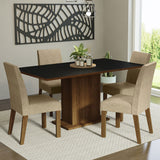 Juego de Comedor Mesa con Tapa de Madera 4 Sillas Marrón/Negro/Imperial Keila Madesa