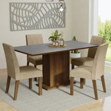 Juego de Comedor Mesa con Tapa de Madera 4 Sillas Marrón/Gris/Imperial Keila Madesa