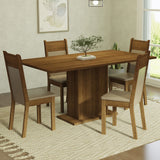 Juego de Comedor Mesa con Tapa de Madera 4 Sillas Marrón/Crema/Beige Elisa Madesa