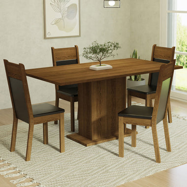 Juego de Comedor 4 Sillas Marrón/Negro Elisa Madesa