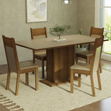 Juego de Comedor Mesa con Tapa de Madera 4 Sillas Crema/Marrón/Beige Elisa Madesa