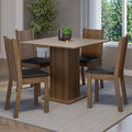 Juego de Comedor Samara Mesa Cuadrada Tapa de Madera con 4 Sillas Marrón/Crema/Negro Madesa