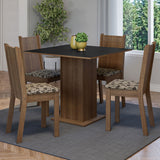 Juego de Comedor Mesa Tapa de Madera 4 Sillas Marrón/Negro/Beige Marrón Samara Madesa