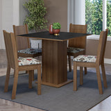 Juego de Comedor Mesa Tapa de Madera 4 Sillas Marrón/Negro/Floral Hibiscos Samara Madesa