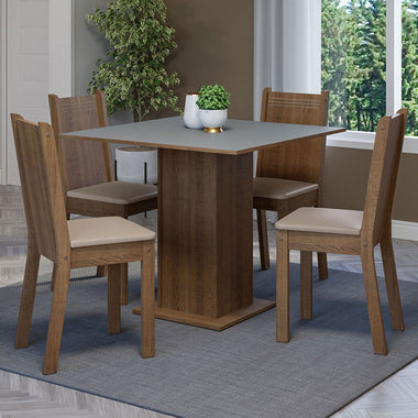 Juego de Comedor 4 Sillas Marrón/Gris/Sintético Beige Samara Madesa