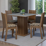 Juego de Comedor Mesa Tapa de Madera 4 Sillas Marrón/Gris/Beige Marrón Samara Madesa