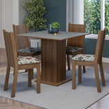 Juego de Comedor Mesa Tapa de Madera 4 Sillas Marrón/Gris/Floral Hibiscos Samara Madesa