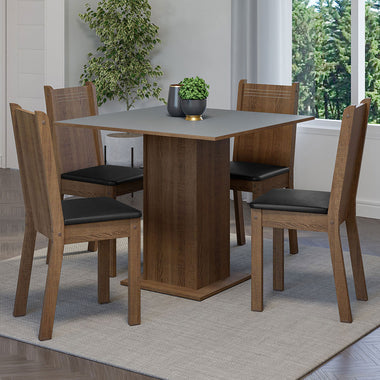 Juego de Comedor 4 Sillas Marrón/Gris/Negro Samara Madesa