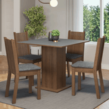 Juego de Comedor Mesada de Madera 4 Sillas Samara Marrón/Gris/Silver