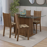Juego de Comedor Mesa Tapa de Vidrio 4 Sillas Marrón/Beige Marrón España Madesa