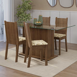 Juego de Comedor Mesa Tapa de Vidrio 4 Sillas Marrón/Lírio Beige España Madesa