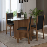 Juego de Comedor Mesa Tapa de Vidrio 4 Sillas Marrón/Negro Yara Madesa