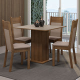 Juego de Comedor Mesa Tapa de Madera 4 Sillas Marrón/Crema/Sintético Beige Claire Madesa